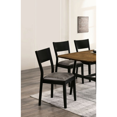 2 chaises de salle à manger de style Mid-Century moderne, noires et grises, en bois massif, dossier incliné, 2 chaises élégantes en bois, mobilier de chambre