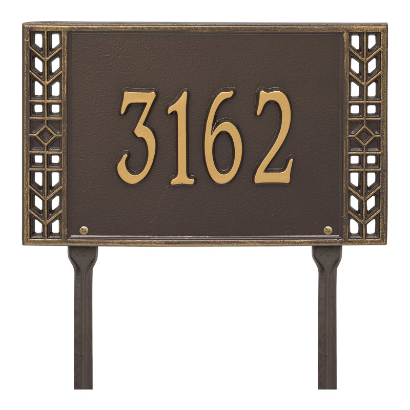 Boston Personalized Standard 1-Line Lawn Address Sign, Yes, Bronze/Gold