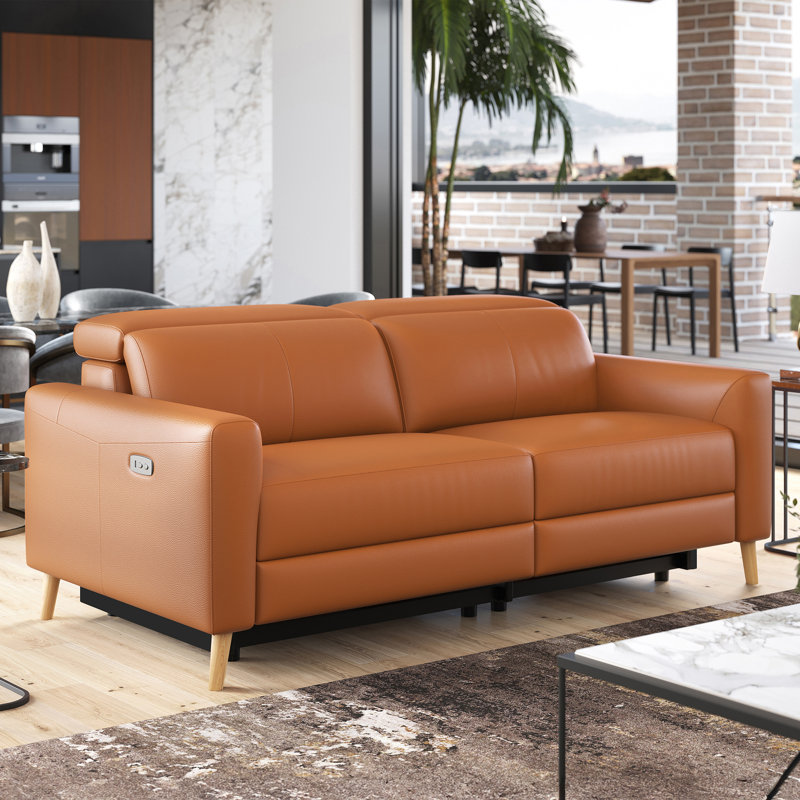 Causeuse inclinable en cuir à grain supérieur Nouvaveagh