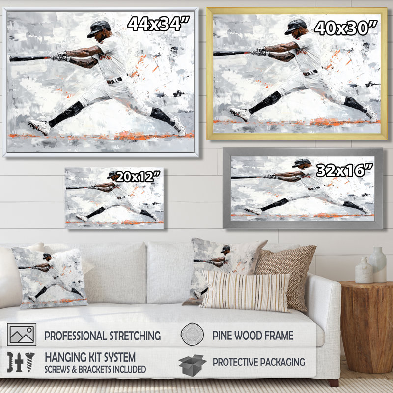 Shortstop Play Baseball - Décoration murale baseball sport, 12" H x 20" W, Toile tendue, Ne s’applique pas