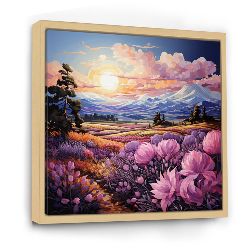 France Lavender Landscape III - Landscapes Canvas Print, H 16 po x l 16 po x P 1 po, Cadre naturel flottant