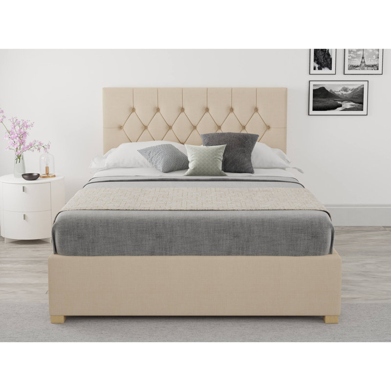 Samaira Upholstered Ottoman Storage Bed, Super King (6'), Cream, Kingsize (5')