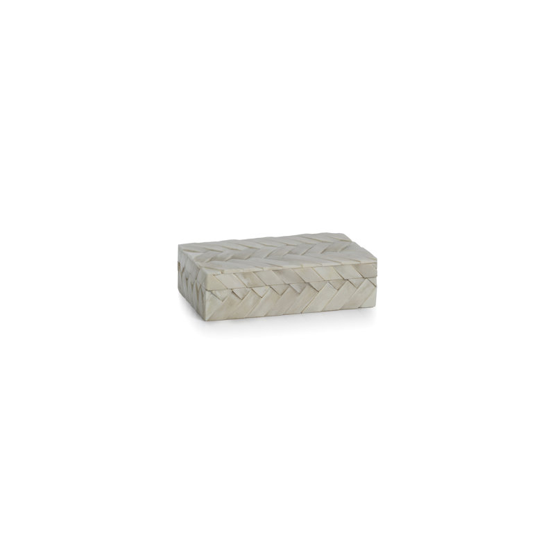 Ivory White Bone Inlay Small Lidded Box