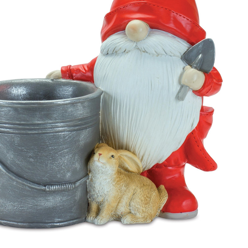 Gnome en résine Trinx Drina avec seau et lapin