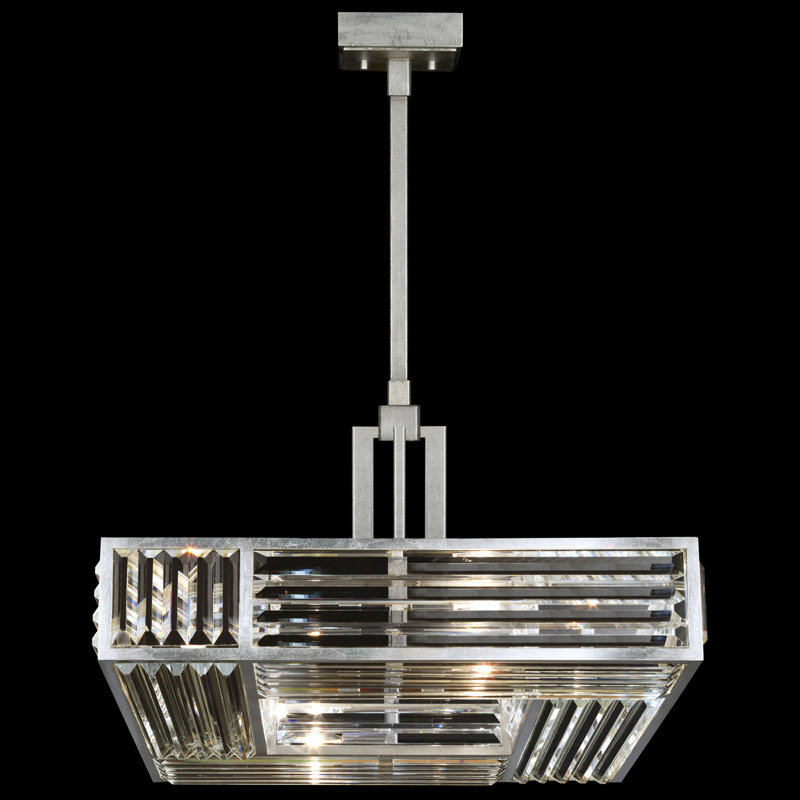Lustre carré en cristal 25 po, Argent
