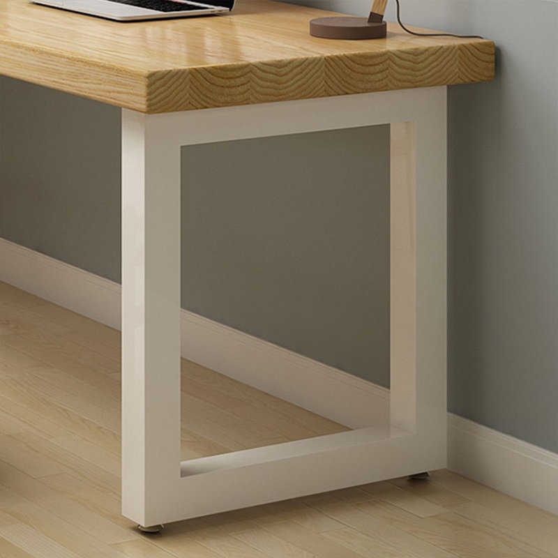 Bureau rectangulaire brun et blanc en bois massif et fer, H 29,53 po x l 86,61 po x P 23,62 po, Left Hand Return