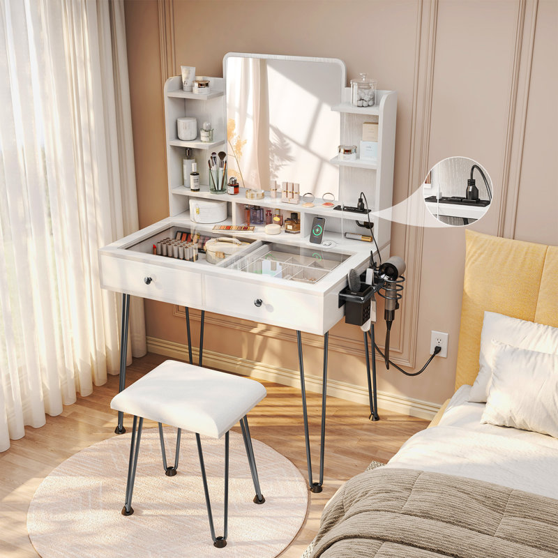 Kashara Vanity, White/Black