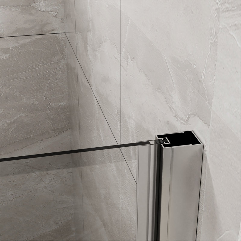 34"X 72" Bifold Frameless Glass Shower Door 1/4 Inch Tempered Clear Glass Pivot Swing Shower Panel, Foldable, Chrome
