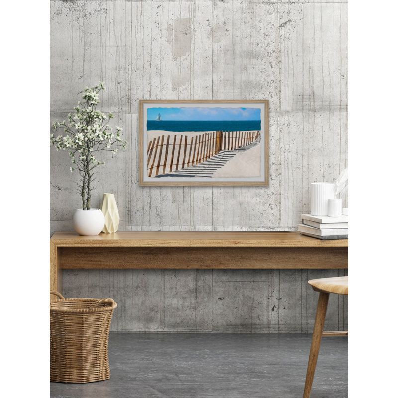 Beach Fence - Single Picture Frame Painting, 20 cm H x 30 cm W