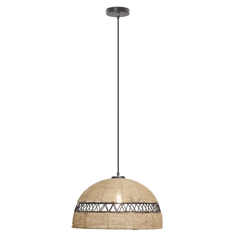 19.5"W 1-Light Mayodan Metal and Jute Pendant