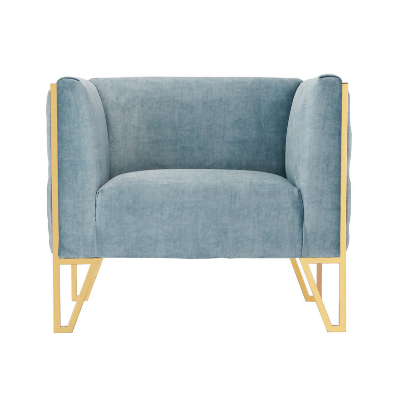 Lebel Velvet Armchair, Ocean Blue
