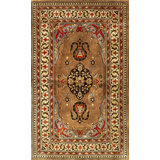 Vintage Silk Chinese Medallion Knotted Rug