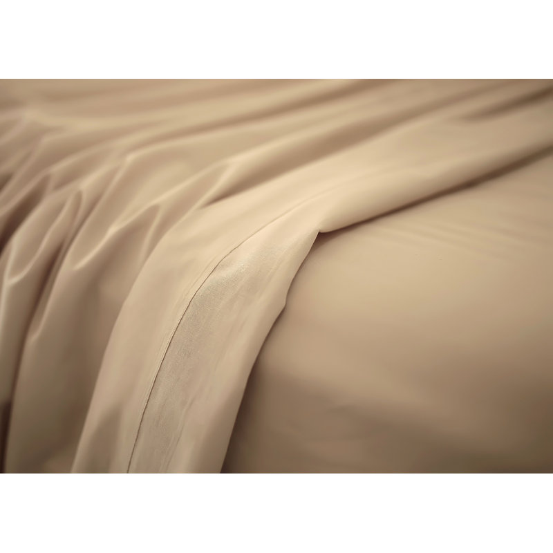 Ensemble de draps en coton pima 400 fils Luxury, Ensemble de draps pour lit double avec 2 taies d'o, Beige