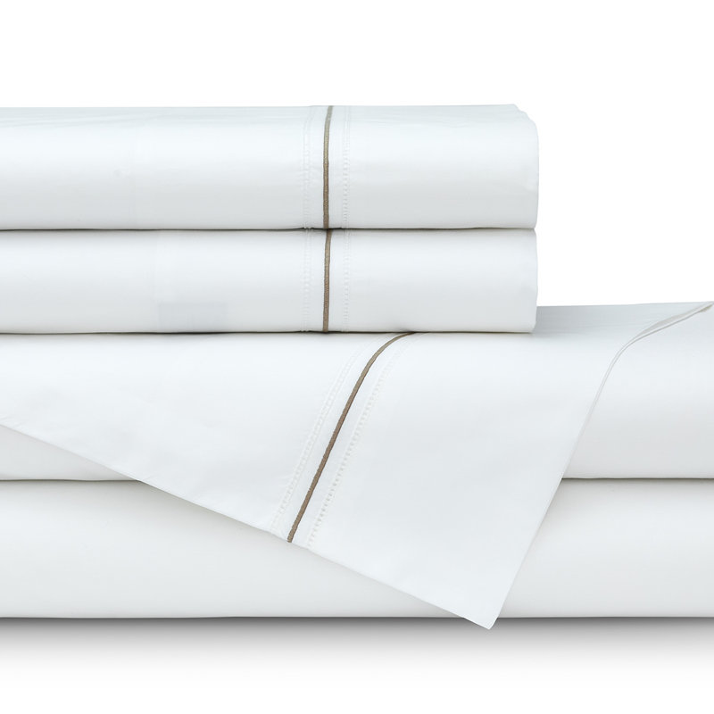 Bella Percale Sheet Set, King Sheet Set + 2 Pillowcases, Raffia/White