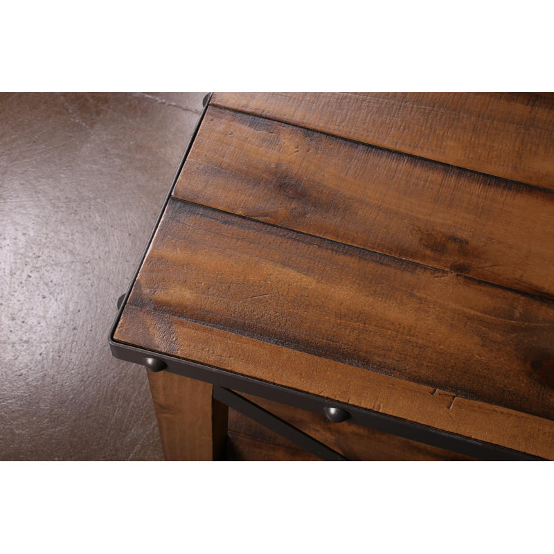 Set of 2 Larson Cross Bar Open End Table, Brown