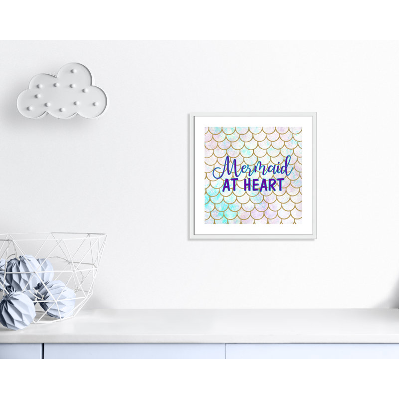 Sirène au coeur, H 23,5 po x l 23,5 po x P 1,19 po, Encadré de boîte blanc