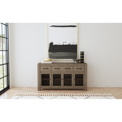 Trevion 61'' W Solid Mahogany 3-Drawer Sideboard 