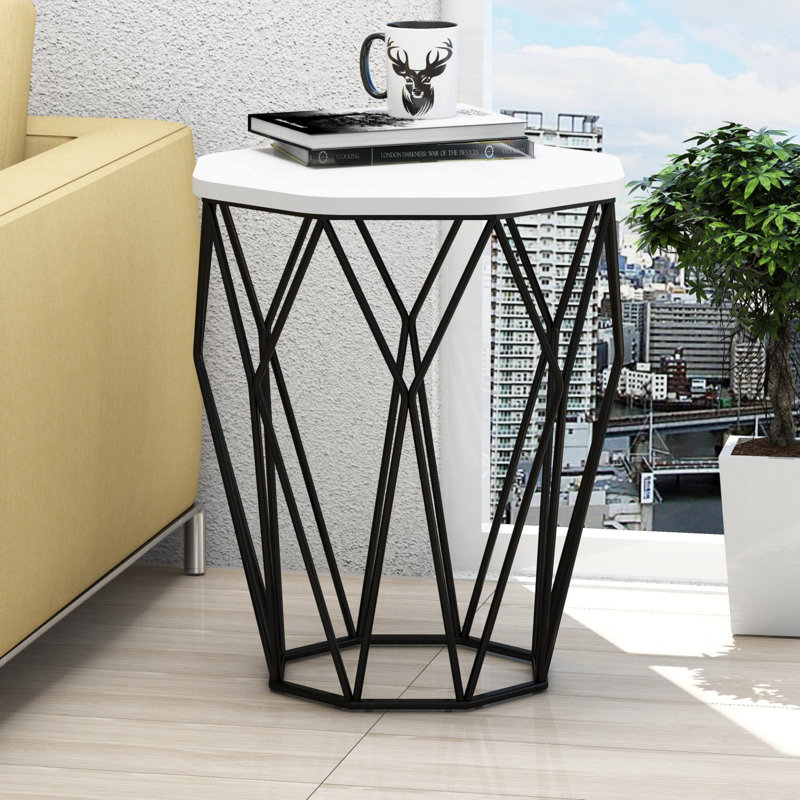 Arval Pedestal End Table, White