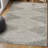 Elm Diamond Stripe Geometric Shag Gray/Ivory Rug-877582134