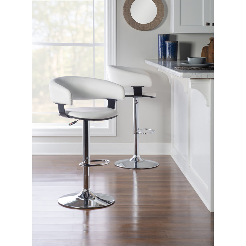 Tabouret de bar pivotant réglable en hauteur Carmelyn, Blanc