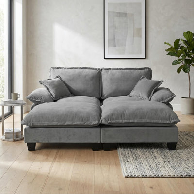 Canapé modulaire modulaire, canapé en nuage avec conception de voilier, 2 repose-pieds mobiles et 2 coussins moelleux inclus, chenille confortable pour le salon d'appartement