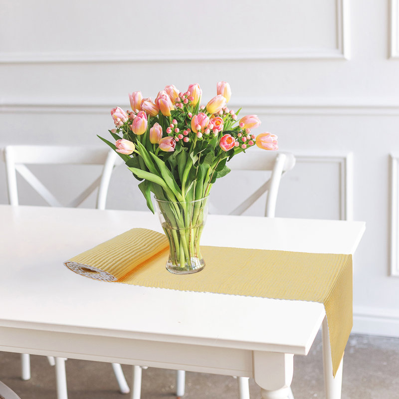 Ih Casadecor Geometric Cotton Table Runner, Butter