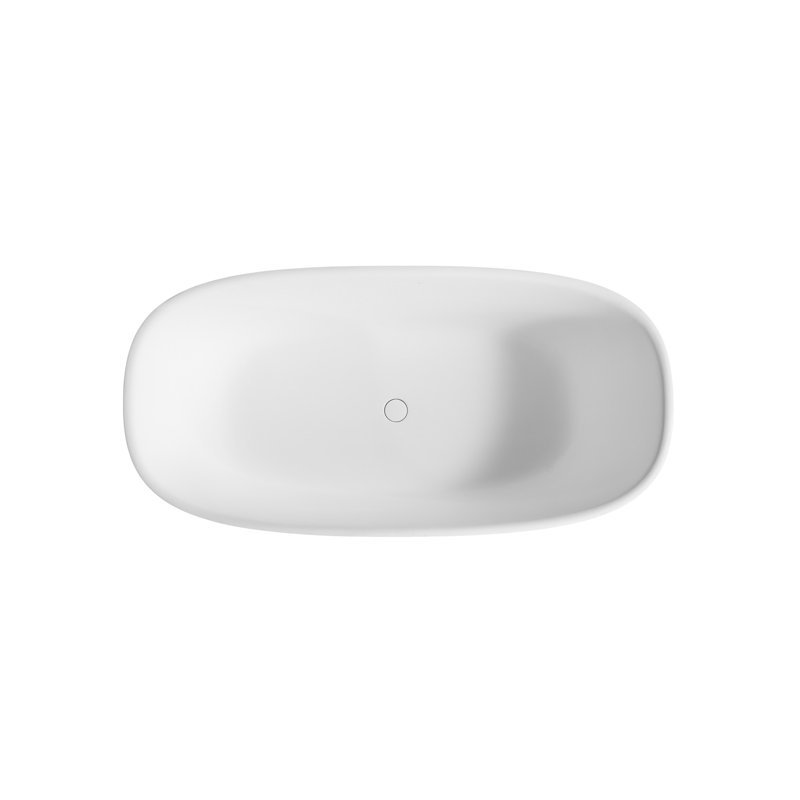 Baignoire de trempage autoportante de 59 pouces à surface solide blanc mat