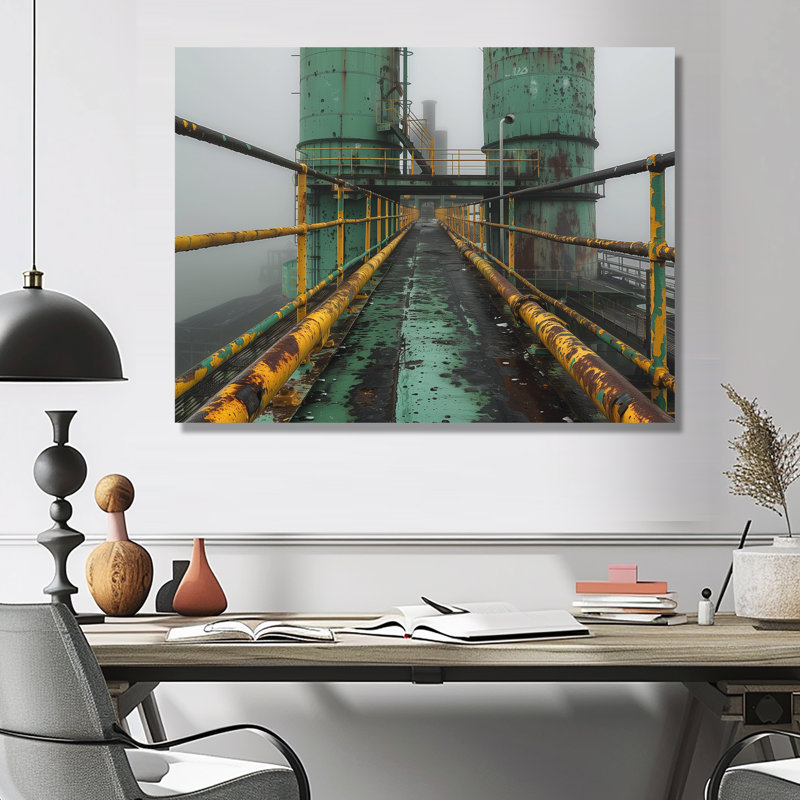 «Monocrhome», impression d'art mural gris et vert, H 16 po x l 32 po x P 1 po, Métal métal