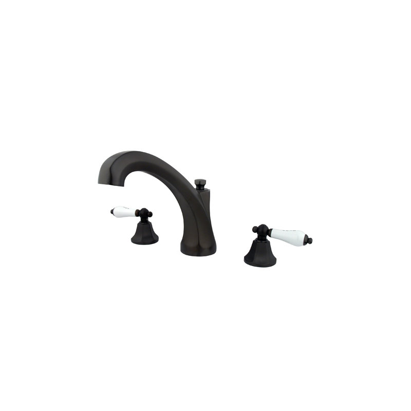 Robinet de baignoire romaine à 3 poignées et 3 poignées à fixation sur le comptoir Kingston, Bronze huilé