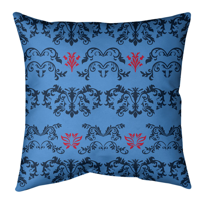 Housse de coussin carré Tennessee Football Baroque, 20 po X 20 po, Bleu/noir/rouge, Polyester sergé