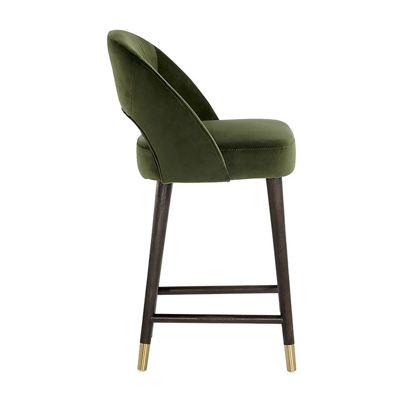 Monae Upholstered Stool with Solid Wood Frame, Counter Stool (26" Seat Height), Green