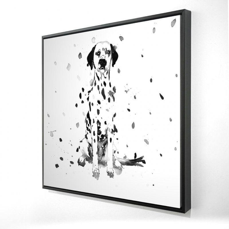 Toile encadrée avec un chien dalmatien blanc | Décoration intérieure