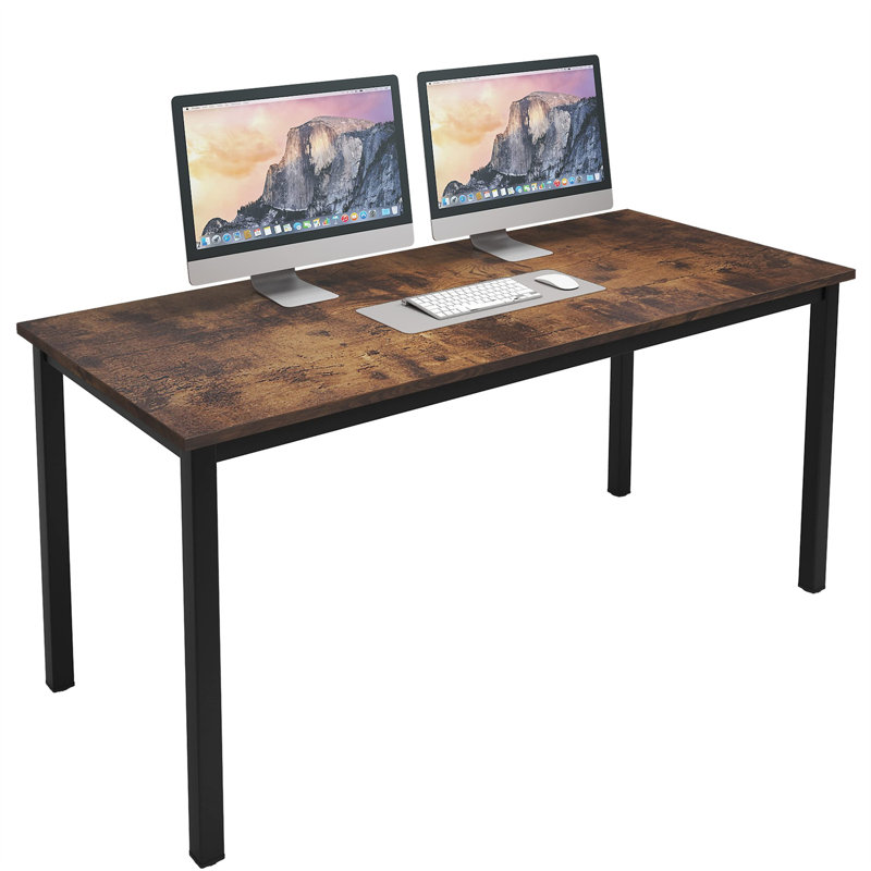 Bureau d'ordinateur Pauljohn, Noir, Brun, H 29,49 po x l 55 po x P 22,99 po