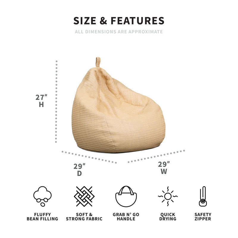 Natural Basket Weave Outdoor Teardrop Bean Bag Chair