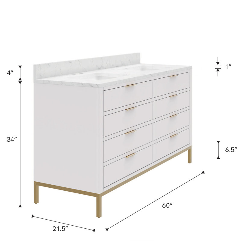 60'' W Double Vanity, Pure White, 60"