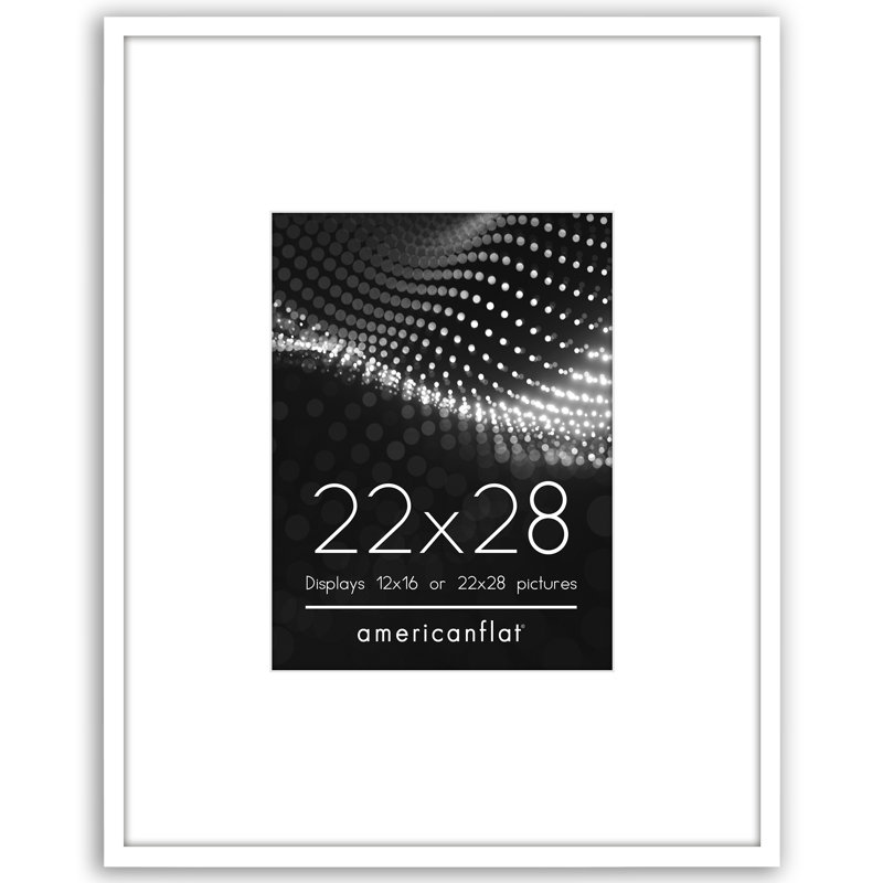  Cadre photo 22 x 28 - Utiliser comme cadre 12 x 16 avec passe-partout ou cadre 22 x 28 sans passe-partout - Cadre photo fin avec plexiglas poli - Blanc