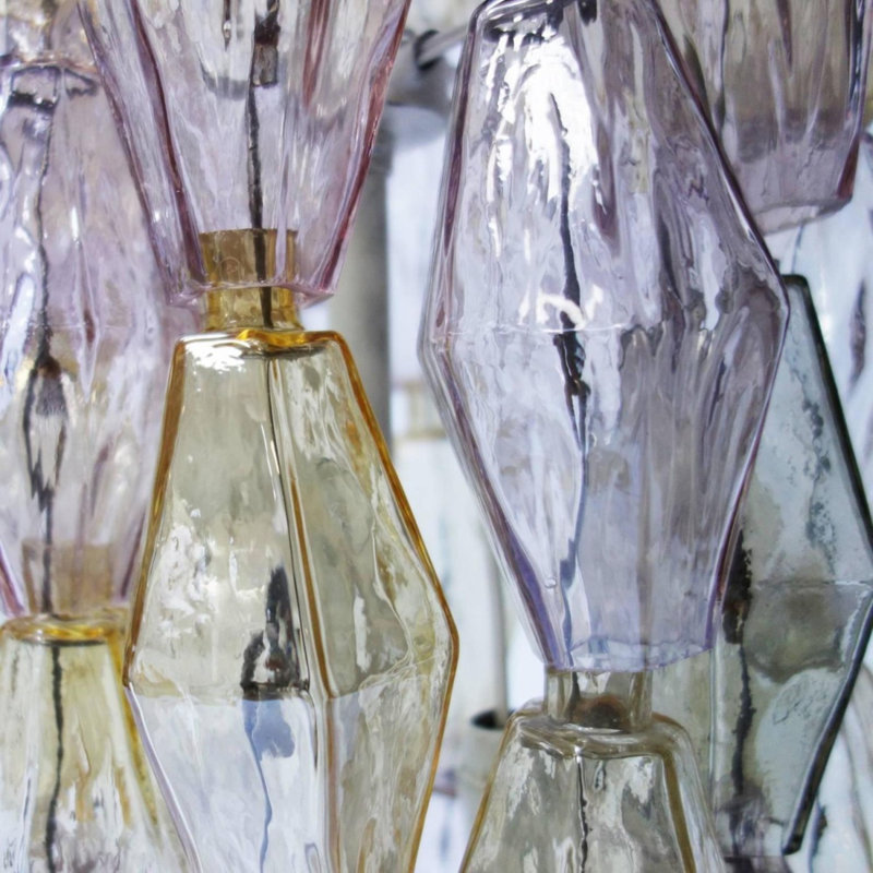 Lustre en acier inoxydable à 12 lumières Murana, Nickel poli, H 46 po x l 8 po x P 8 po, Couleurs mélangées