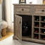 Bar avec 2 grands tiroirs, tablettes de rangement, rangement amovible pour le vin, buffet rustique gris délavé, pour la cuisine et la salle à manger
