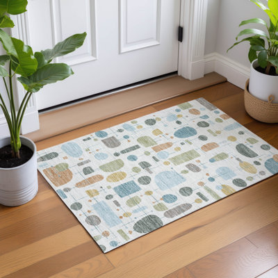 Machine Washable Indoor/Outdoor Jourdan ACN2393 Mid-Century Modern Rug