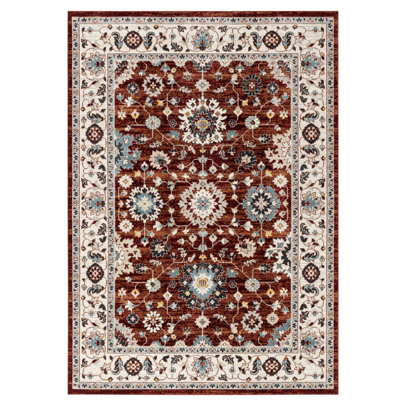 Tapis oriental gris / bourgogne tissé à la main Oza, Rectangle 6 pi 6 po x 9 pi 2 po
