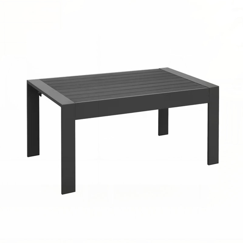 Table basse de patio en aluminium toutes saisons de 43 pouces, durable et élégante pour une utilisation extérieure avec plateau en WPC