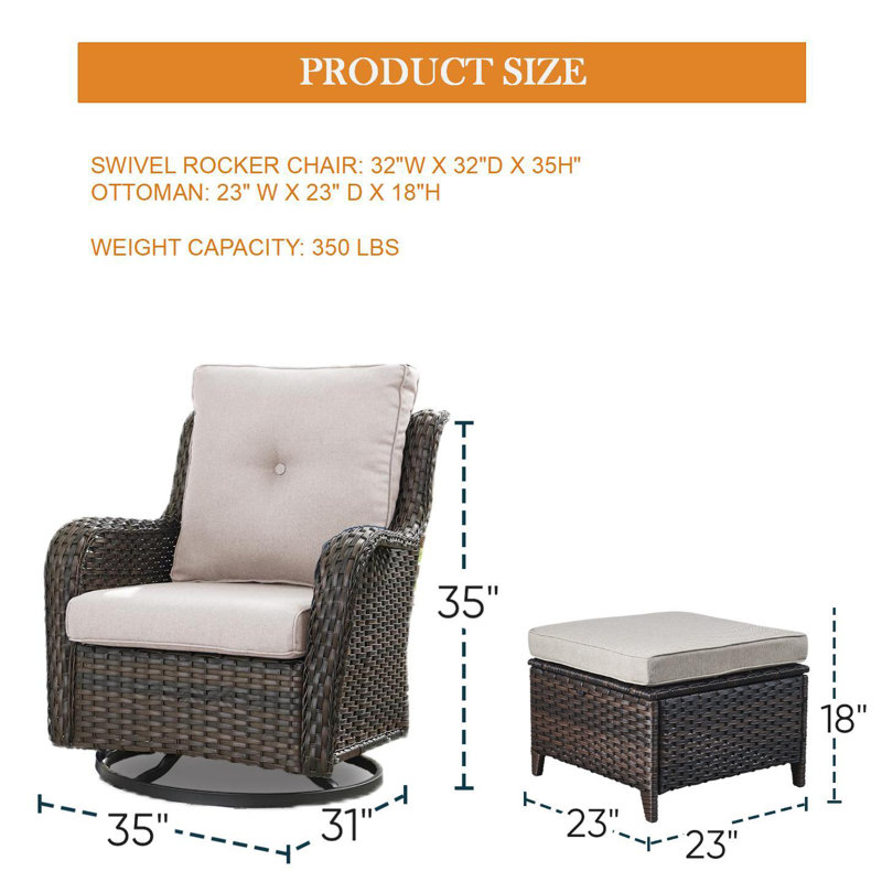 Chaise d'extérieur Elga, Brun, Beige
