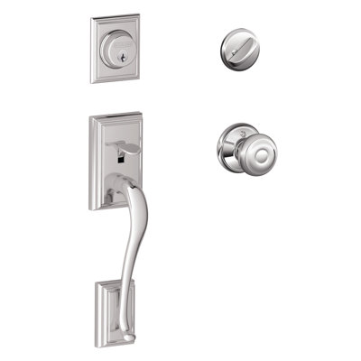 Addison Handleset with Single Cylinder Deadbolt and Georgian Door Knob and Rosette