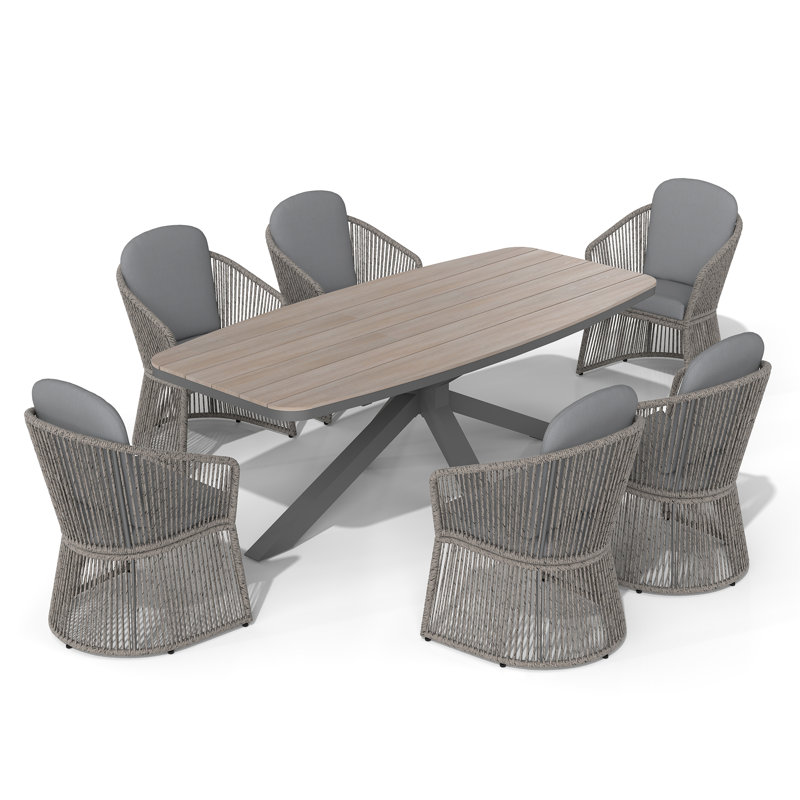 Outdoor 6-person Dining Set With Cushions, Gray/Light Gray, Gray