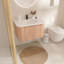 Meuble-lavabo mural 30 po avec lavabo courbé, conception intégrée en marbre de culture, meuble-lavabo flottant moderne pré-assemblé avec tiroir à fermeture en douceur