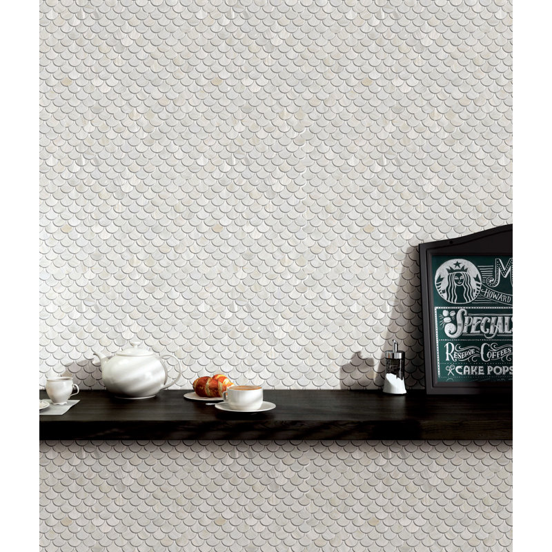 1" x 1" Seashell Fish Scale Mosaic Wall Tile