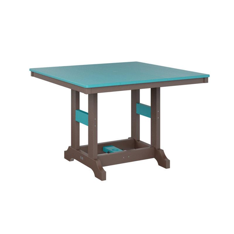 Garden Classic Outdoor Square Dining Table, Aruba Blue, Chocolate Brown