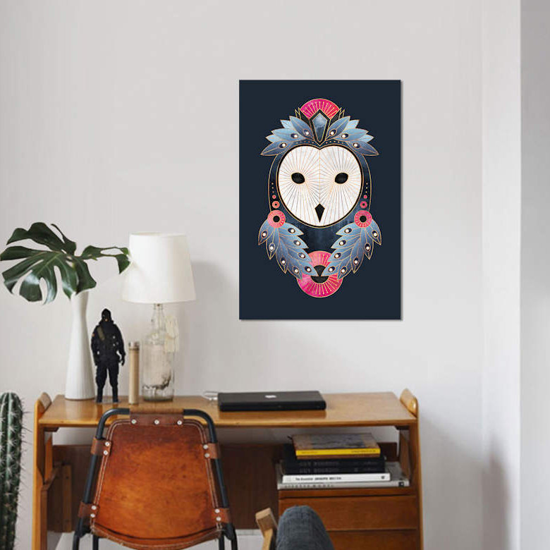 « hibou i », impression sur toile, H 26 po x l 18 po x P 1,5 po, Toile tendue, Pas de tapis