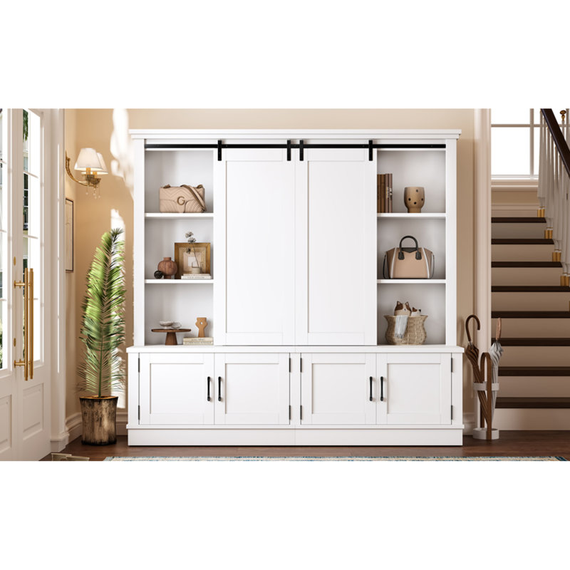 Multifunctional Hall Trees With Sliding Doors, Mdf Particle Board, Modern Style For Entryways
