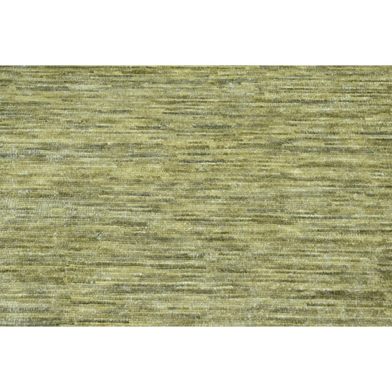 Hand Knotted Wool Area Rug in Green